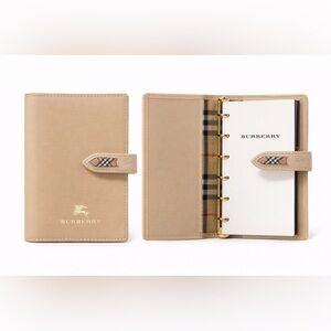 Burberry Tan Binder with Gold Accents